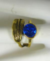 Blue Stone Antique Feather Ring